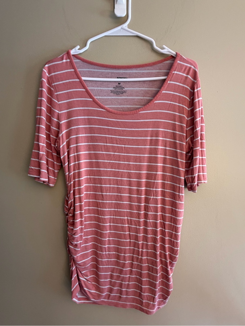 Sonoma - Maternity Soft Striped Scoop Neck Women's Top - Dusty Rose